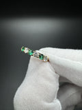 Size 7 14k Yellow Gold .9ctw Lab Emerald & 1.12ctw Lab Diamond Alternating Band 3.2mm 3.4g