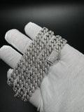 24" 8mm 30ctw Moissanite Silver Cuban Link 93.6g