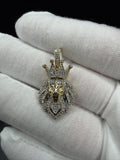 1.5" 10k Yellow Gold 3/4ctw Natural Diamond Lion with Crown 3.3g