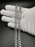 22" 10mm 30ctw Moissanite Silver Cuban Link 103.5g