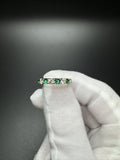 Size 7 14k Yellow Gold .9ctw Lab Emerald & 1.12ctw Lab Diamond Alternating Band 3.2mm 3.4g
