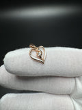 3/4" 10k Rose Gold Heart with Natural Diamond Solitaire Center and White Enamel 1.33g