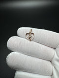3/4" 10k Rose Gold Heart with Natural Diamond Solitaire Center and White Enamel 1.33g