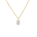 18" Gold over Silver Chain 1ct Oval Lab Diamond Solitaire Pendant