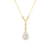 17" Gold over Silver 1.19ctw Pear Shape Lab Diamond Halo Drop Y-Necklace