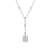 18" Silver 1.50ctw Radiant Cut Lab Diamond Halo Drop Y-Necklace
