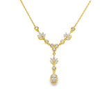 18" Adj Gold over Silver 1.50ctw Oval Halo Drop Lab Diamond Necklace