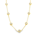 16-18" Gold over Silver 1ctw Lab Diamond Bezel Set 7-Stone Station Necklace