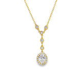 18" Gold over Silver 1.50ctw Oval Lab Diamond Halo Drop Y-Necklace