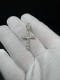 1.5" 10k Yellow Gold 1ctw Natural Diamond Square Cross Large Stones 5mm Bail 3.2g
