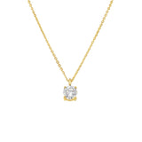18" Gold over Silver Chain 1ct Round Lab Diamond Solitaire Pendant