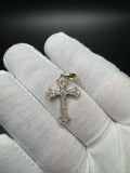 1.25" 10k Yellow Gold 1/3ctw Natural Diamond Gothic Cross 3.5mm Bail 1.5g