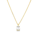18" Gold over Silver Chain 1ct Emerald Cut Lab Diamond Solitaire Pendant
