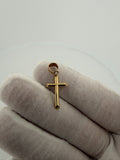1" 14k Yellow Gold Round Cross 4mm Bail .7g