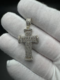 1.75" 10k Yellow Gold 3/4ctw Natural Diamond Greek Key Cross 5.2mm Bail 3.0g