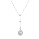 17" Silver 1.50ctw Round Lab Diamond Halo Drop Y-Necklace