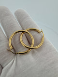 30mm x 3mm 18k Yellow Gold Hoops 2.55g