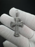 2" 2ctw Moissanite Silver Gothic Cross Pendant 6mm Bail 7.0g