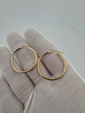 30mm x 2mm 18k Yellow Gold Hoops 2.5g