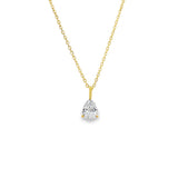 18" Gold over Silver Chain 1ct Pear Shape Lab Diamond Solitaire Pendant