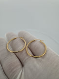 30mm x 2mm 18k Yellow Gold Hoops 2.5g