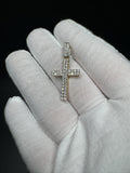 1.5" 10k Yellow Gold 1ctw Natural Diamond Square Cross Large Stones 5mm Bail 3.2g