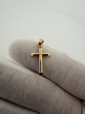 1" 14k Yellow Gold Round Cross 4mm Bail .71g