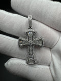 2" 2ctw Moissanite Silver Gothic Cross Pendant 6mm Bail 7.0g