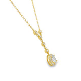 18" Gold over Silver 1.50ctw Oval Lab Diamond Halo Drop Y-Necklace