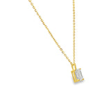 18" Gold over Silver Chain 1ct Emerald Cut Lab Diamond Solitaire Pendant