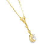 17" Gold over Silver 1.50ctw Round Lab Diamond Halo Drop Y-Necklace