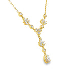 18" Adj Gold over Silver 1.50ctw Oval Halo Drop Lab Diamond Necklace