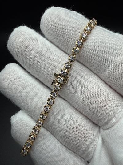 7" 14k Yellow Gold 3.2ctw E-F VS-VVS Lab Diamond Tennis Bracelet 4mm 5.6g