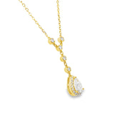17" Gold over Silver 1.19ctw Pear Shape Lab Diamond Halo Drop Y-Necklace