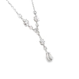 18" Adj Silver 1.10ctw Pear Shape Halo Drop Lab Diamond Necklace