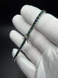7.5" Silver Black Opal Tennis Bracelet 3mm 11.3g