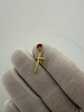 1" 14k Yellow Gold Round Cross 4mm Bail .7g