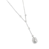 17" Silver 1.50ctw Round Lab Diamond Halo Drop Y-Necklace