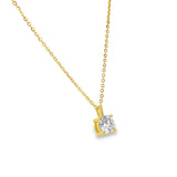 18" Gold over Silver Chain 1ct Round Lab Diamond Solitaire Pendant