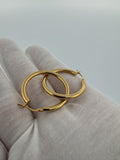30mm x 3mm 18k Yellow Gold Hoops 2.55g