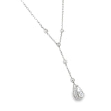 17" Silver 1.29ctw Pear Shape Lab Diamond Halo Drop Y-Necklace