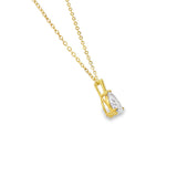 18" Gold over Silver Chain 1ct Pear Shape Lab Diamond Solitaire Pendant