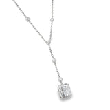 18" Silver 1.50ctw Radiant Cut Lab Diamond Halo Drop Y-Necklace