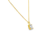 18" Gold over Silver Chain 1ct Oval Lab Diamond Solitaire Pendant