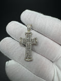 1.75" 10k Yellow Gold 3/4ctw Natural Diamond Greek Key Cross 5.2mm Bail 3.0g