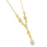18" Gold over Silver 1.09ctw Pear Shape Halo Drop Lab Diamond Necklace