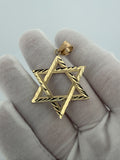 2" 14k Yellow Gold Star Of David Diamond Cut 7mm Bail 3.8g