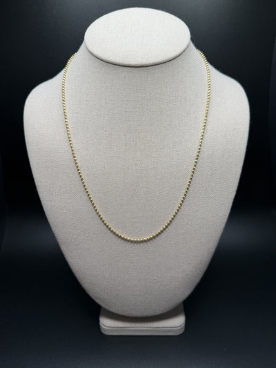 20" 14k Yellow Gold Diamond Cut Moon Bead Chain 2mm 6.53g