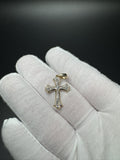 1.25" 10k Yellow Gold 1/3ctw Natural Diamond Gothic Cross 3.5mm Bail 1.5g