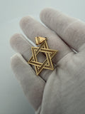 1.75" 14k Yellow Gold Star Of David 7mm Bail 4.8g